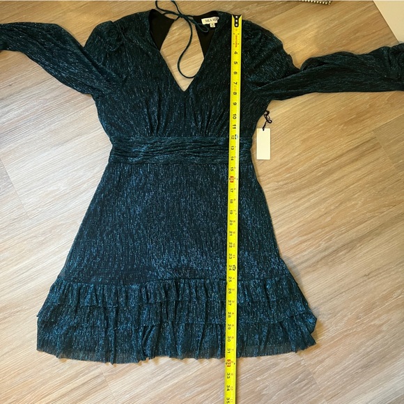 MILA Mae Long Sleeve Teal Shimmer Dress – Size Small – NWT - Picture 6 of 9